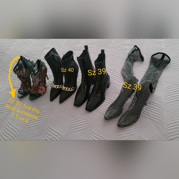 All Zara, Bundle of 4 Pairs Assorted Heels, Booties & Sexy Nightclub Mesh Boots - Picture 2 of 15